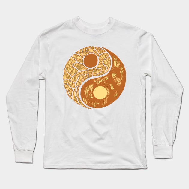 Terracotta Abstract Yin Yang Long Sleeve T-Shirt by kenallouis